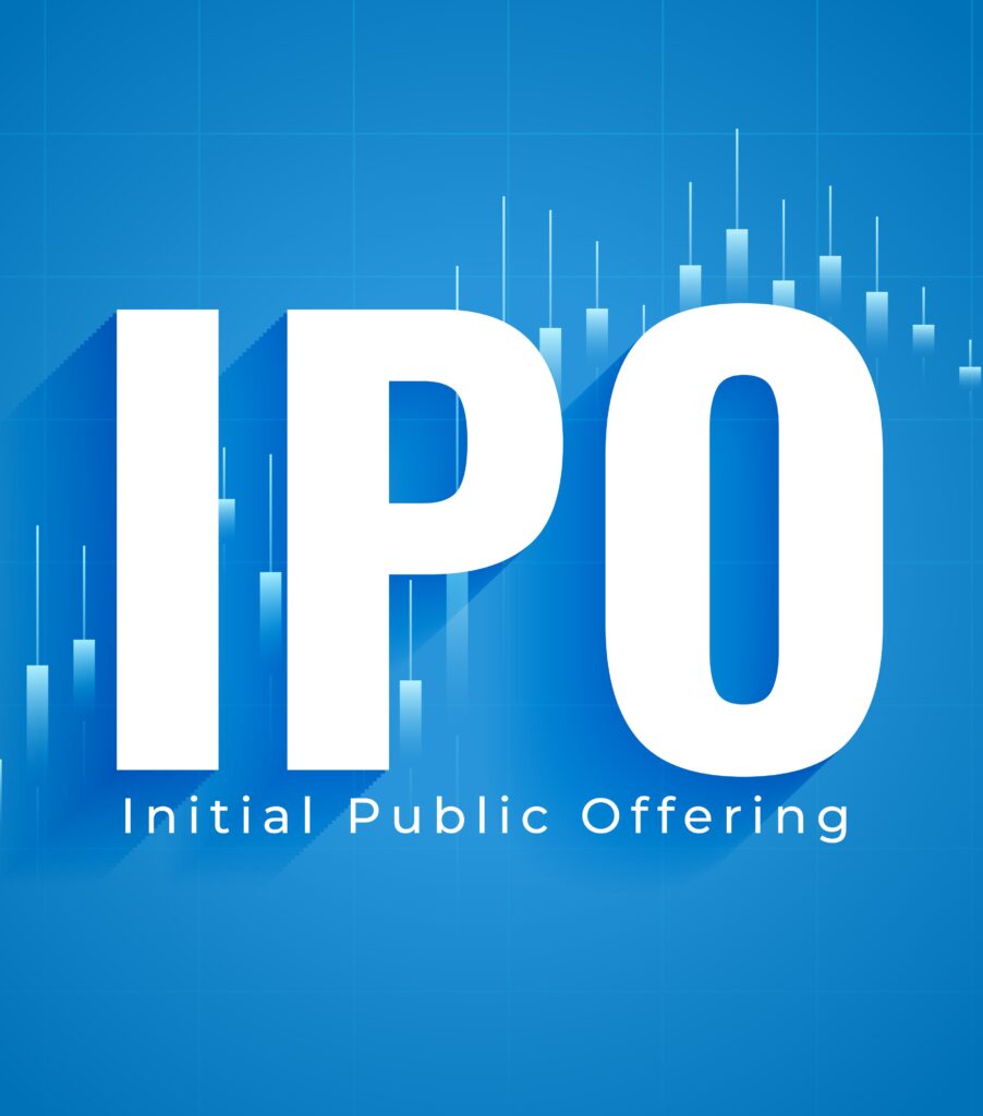 ipo initial public offer concept background with financial graph